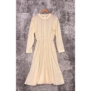 Ripley Rader Dress 2 / US Small Womens Ivory Semi Sheer Long Sleeve A Line Midi